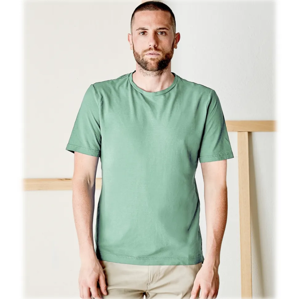 Cruna - Nizza T-Shirt - 573 - Green - Handmade in Italy - Luxury High Quality T-Shirt - Avvenice