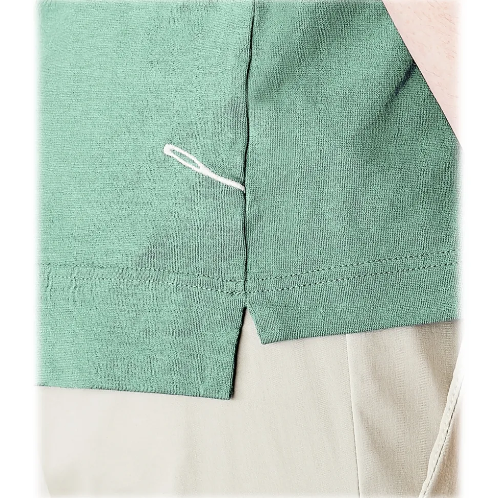 Cruna - Nizza T-Shirt - 573 - Green - Handmade in Italy - Luxury High Quality T-Shirt - Avvenice