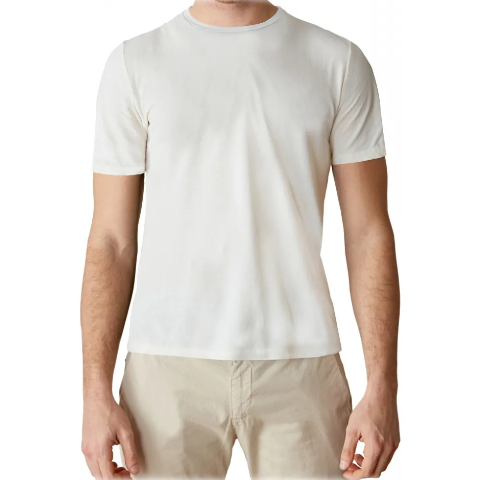 Cruna - Nizza T-Shirt - 573 - Off White - Handmade in Italy - Luxury High Quality T-Shirt - Avvenice