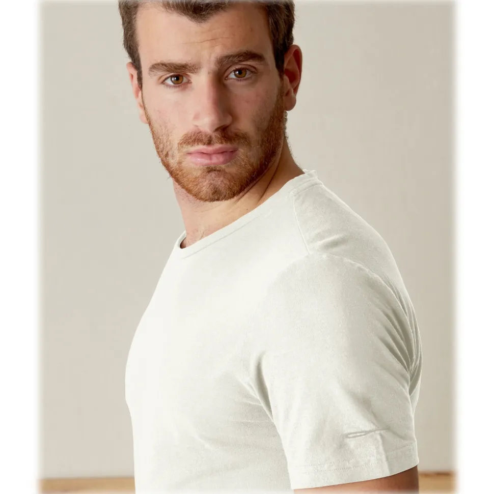 Cruna - Nizza T-Shirt - 573 - Off White - Handmade in Italy - Luxury High Quality T-Shirt - Avvenice