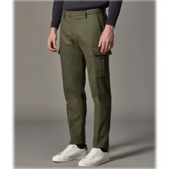 Cruna - Raval Cargo Wool Trousers - 476 - Army - Handmade in Italy - Luxury High Quality Pants - Avvenice