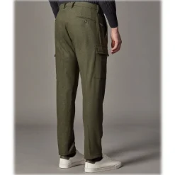 Cruna - Raval Cargo Wool Trousers - 476 - Army - Handmade in Italy - Luxury High Quality Pants - Avvenice
