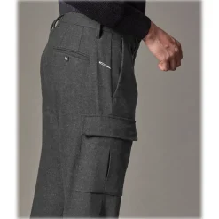Cruna - Raval Cargo Wool Trousers - 476 - Anthracite - Handmade in Italy - Luxury High Quality Pants - Avvenice