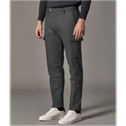 Cruna - Raval Cargo Wool Trousers - 476 - Anthracite - Handmade in Italy - Luxury High Quality Pants - Avvenice