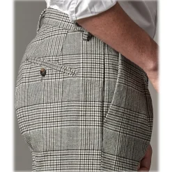 Cruna - Raval Prince of Wales Wool Trousers - 474 - Anthracite - Handmade in Italy - Luxury High Quality Pants - Avvenice