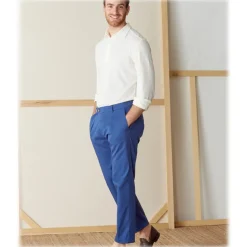 Cruna - Raval Trousers in Cotton - 520 - Avio - Handmade in Italy - Luxury High Quality Pants - Avvenice