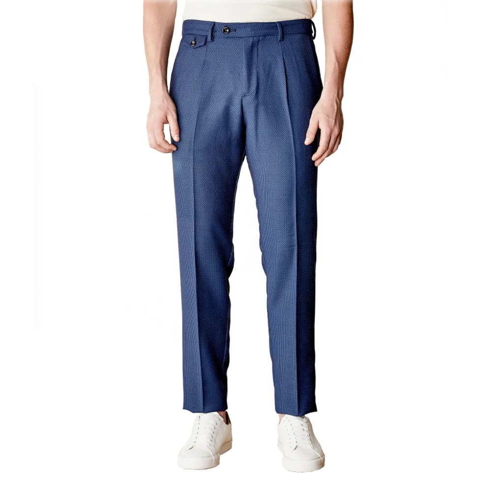 Cruna - Raval Trousers in Fresh Wool - 562 - Navy - Handmade in Italy - Luxury High Quality Pants - Avvenice
