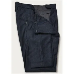 Cruna - Raval Trousers in Herringbone Wool - 478 - Blue - Handmade in Italy - Luxury High Quality Pants - Avvenice