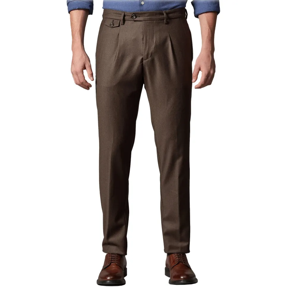 Cruna - Raval Trousers in Wool Flannel - 628 - Coffee Brown - Handmade in Italy - Luxury High Quality Pants - Avvenice