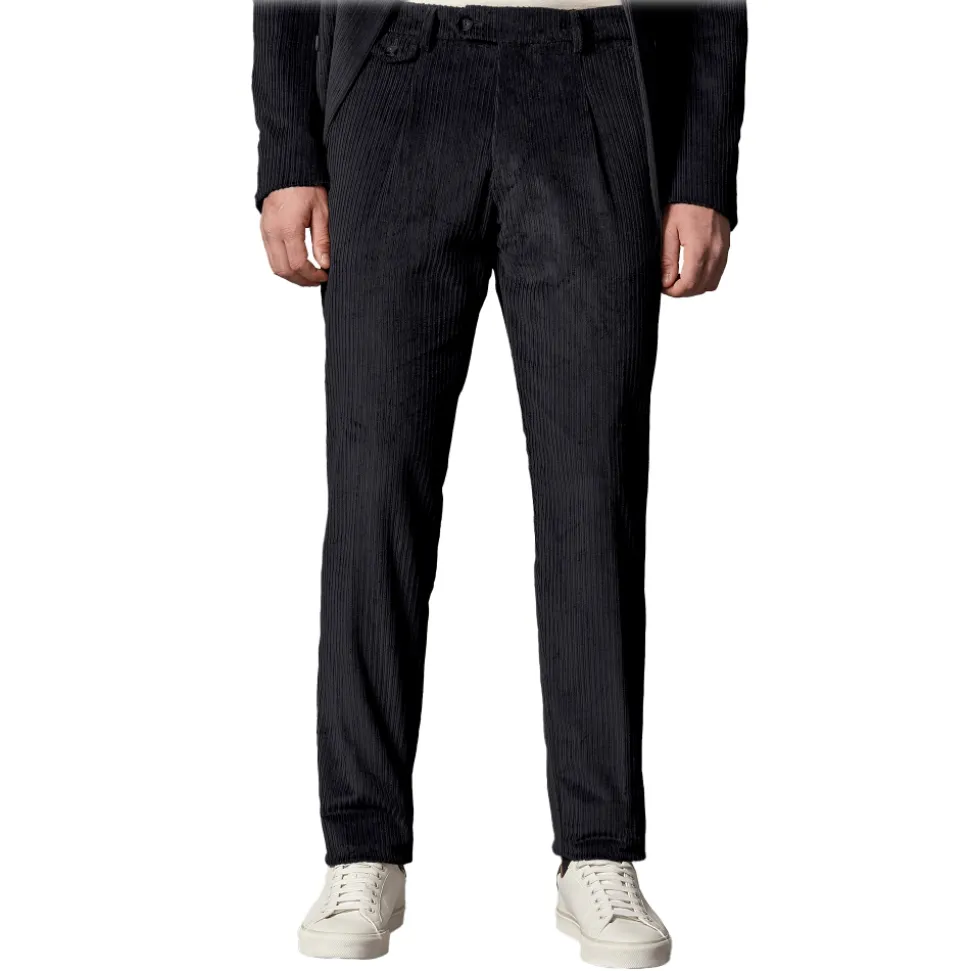 Cruna - Raval Trousers in Corduroy - 611 - Night Blue - Handmade in Italy - Luxury High Quality Pants - Avvenice
