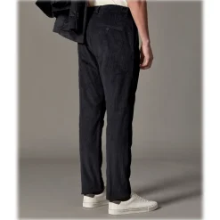 Cruna - Raval Trousers in Corduroy - 611 - Night Blue - Handmade in Italy - Luxury High Quality Pants - Avvenice