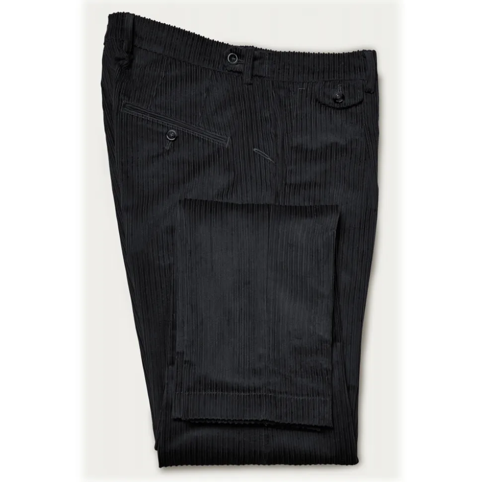 Cruna - Raval Trousers in Corduroy - 611 - Night Blue - Handmade in Italy - Luxury High Quality Pants - Avvenice