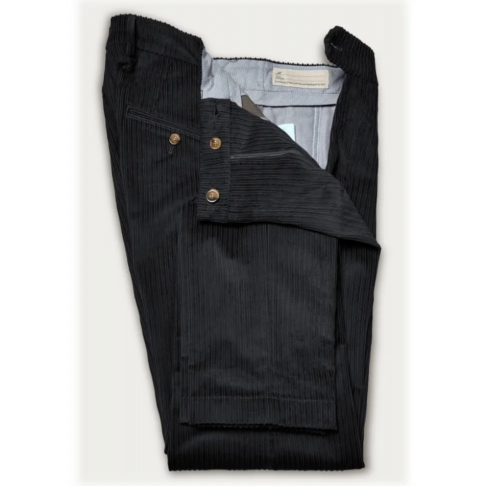Cruna - Raval Trousers in Corduroy - 611 - Night Blue - Handmade in Italy - Luxury High Quality Pants - Avvenice