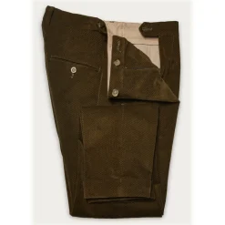 Cruna - Raval Trousers in Corduroy - 613 - Moss Green - Handmade in Italy - Luxury High Quality Pants - Avvenice
