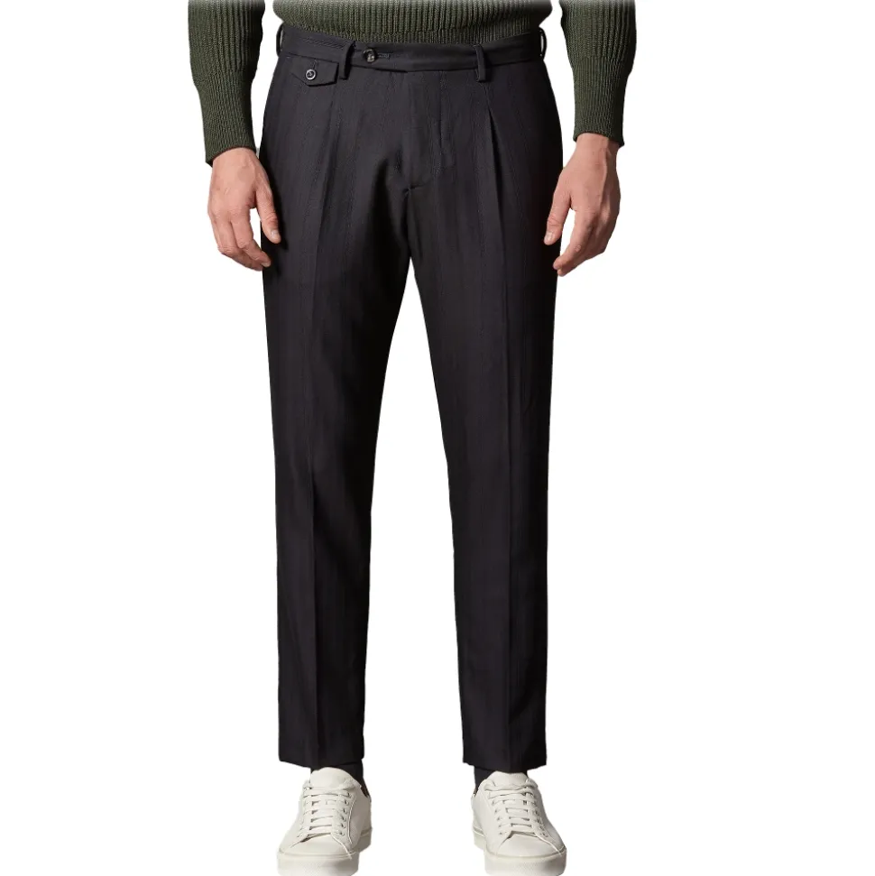 Cruna - Raval Trousers in Wool and Cotton - 623 - Night Blue - Handmade in Italy - Luxury High Quality Pants - Avvenice