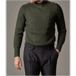 Cruna - Raval Trousers in Wool and Cotton - 623 - Night Blue - Handmade in Italy - Luxury High Quality Pants - Avvenice