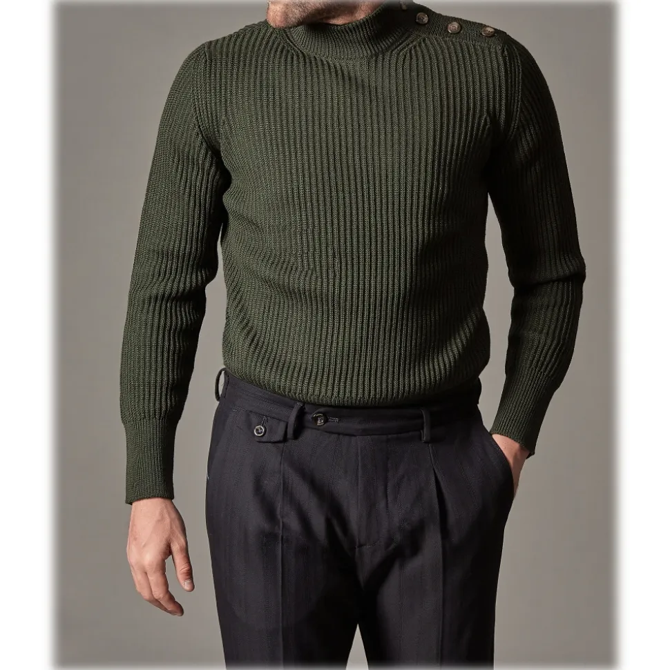 Cruna - Raval Trousers in Wool and Cotton - 623 - Night Blue - Handmade in Italy - Luxury High Quality Pants - Avvenice