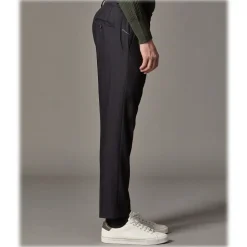 Cruna - Raval Trousers in Wool and Cotton - 623 - Night Blue - Handmade in Italy - Luxury High Quality Pants - Avvenice