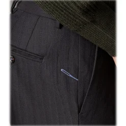 Cruna - Raval Trousers in Wool and Cotton - 623 - Night Blue - Handmade in Italy - Luxury High Quality Pants - Avvenice