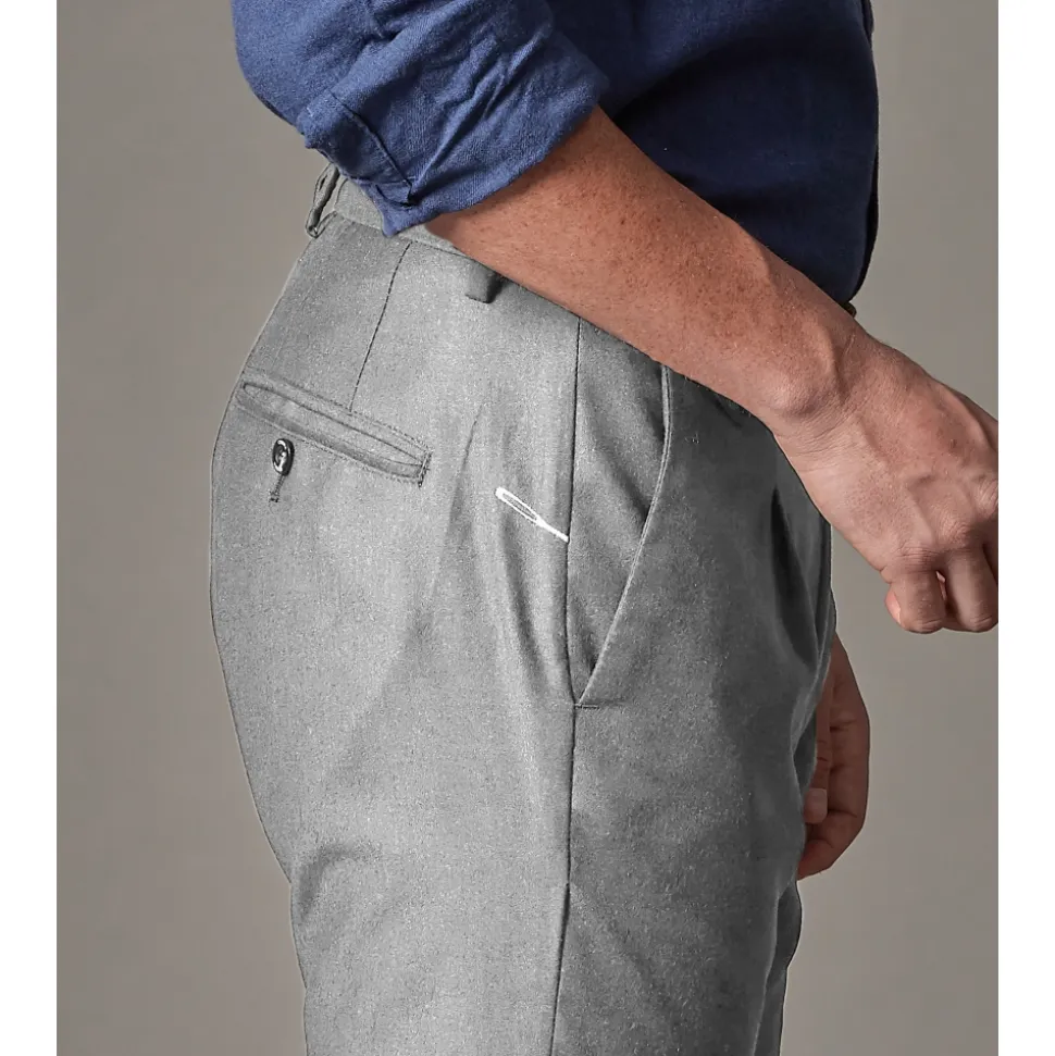 Cruna - Raval Trousers in Wool Flannel - 628 - Rock Gray - Handmade in Italy - Luxury High Quality Pants - Avvenice