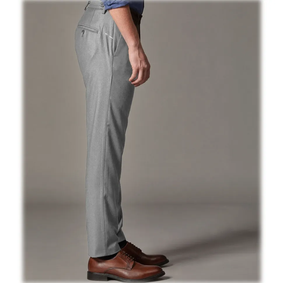 Cruna - Raval Trousers in Wool Flannel - 628 - Rock Gray - Handmade in Italy - Luxury High Quality Pants - Avvenice