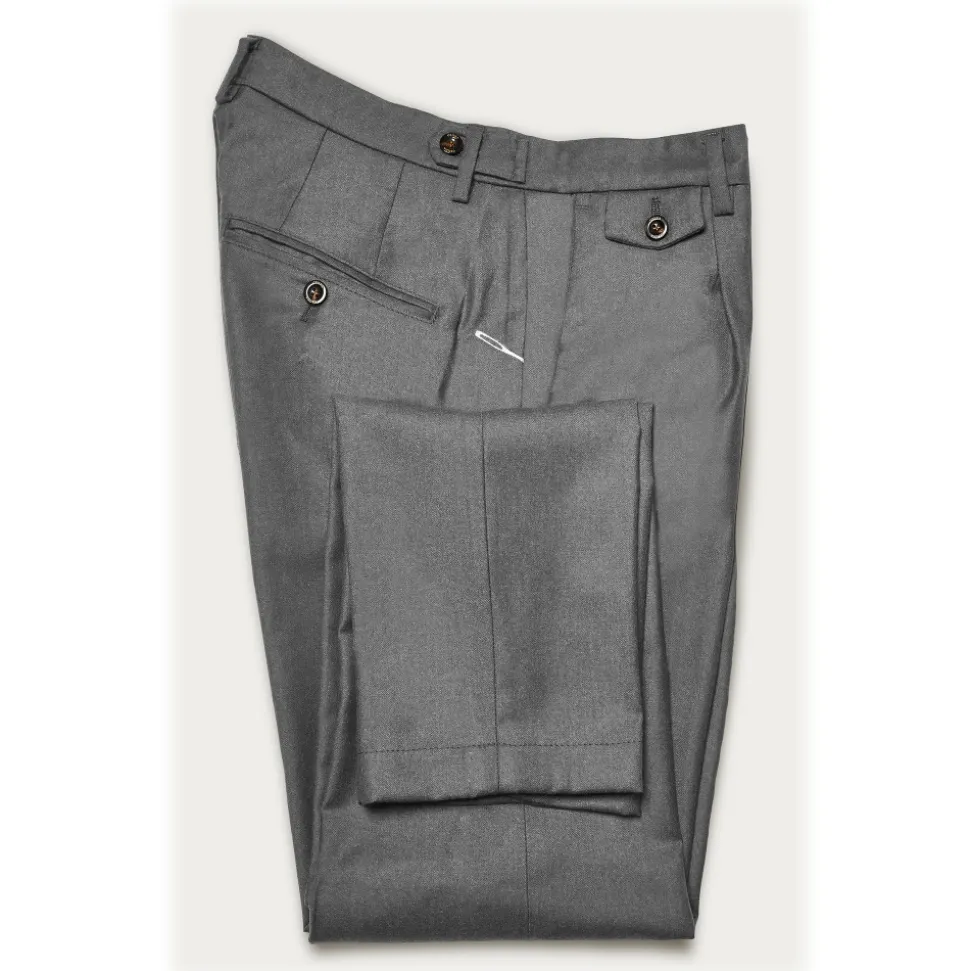 Cruna - Raval Trousers in Wool Flannel - 628 - Rock Gray - Handmade in Italy - Luxury High Quality Pants - Avvenice