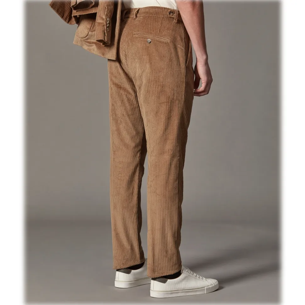 Cruna - Raval Trousers in Corduroy - 611 - Cognac - Handmade in Italy - Luxury High Quality Pants - Avvenice