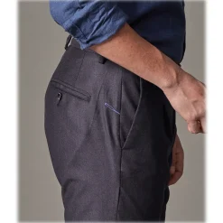 Cruna - Raval Trousers in Wool Flannel - 628 - Night Blue - Handmade in Italy - Luxury High Quality Pants - Avvenice