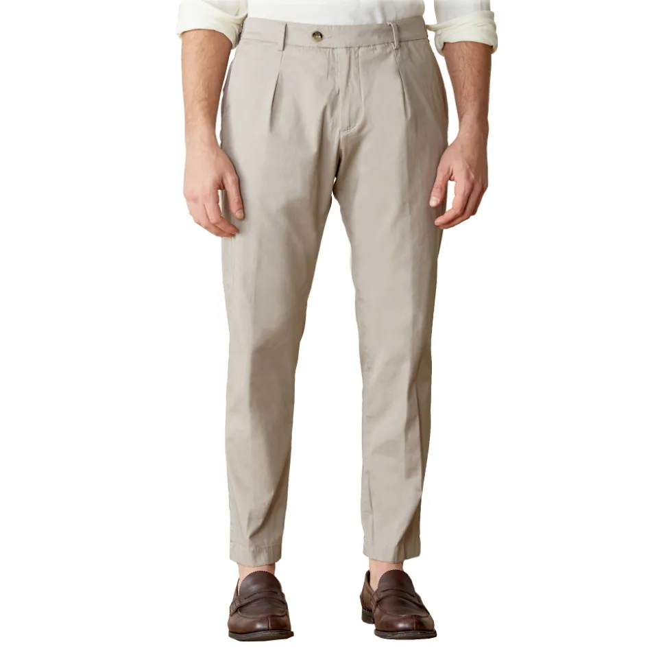 Cruna - Raval Trousers in Cotton - 520 - Beige - Handmade in Italy - Luxury High Quality Pants - Avvenice