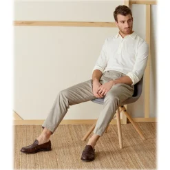 Cruna - Raval Trousers in Cotton - 520 - Beige - Handmade in Italy - Luxury High Quality Pants - Avvenice