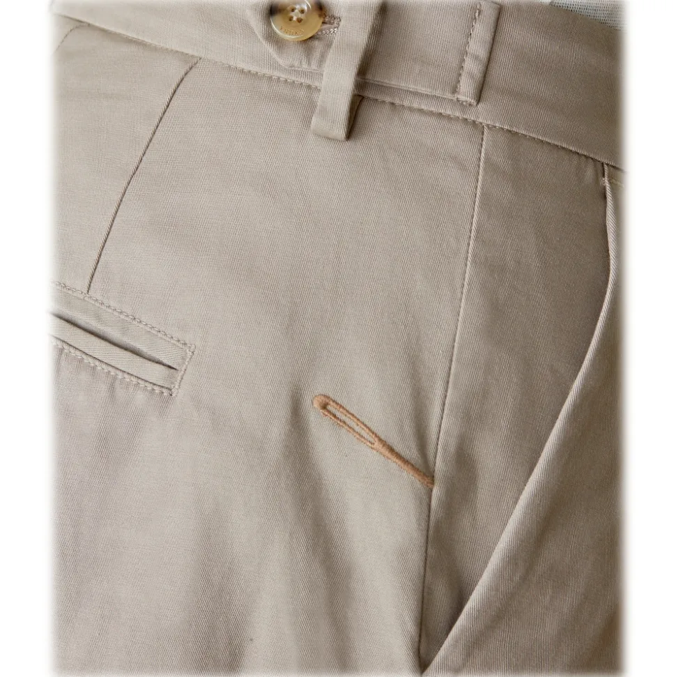 Cruna - Raval Trousers in Cotton - 520 - Beige - Handmade in Italy - Luxury High Quality Pants - Avvenice