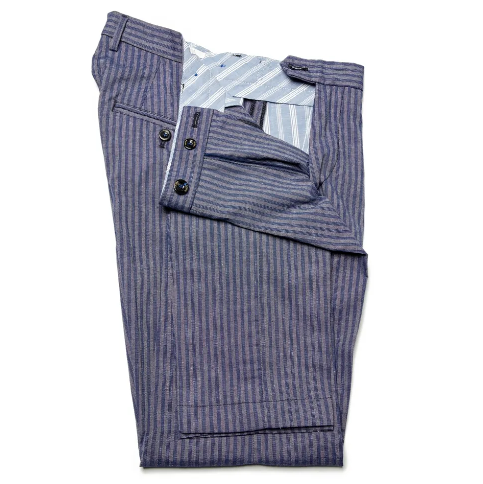 Cruna - Raval Trousers in Linen and Cotton - 547 - Navy - Handmade in Italy - Luxury High Quality Pants - Avvenice