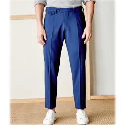 Cruna - Raval Trousers in Fresh Wool - 560 - Navy - Handmade in Italy - Luxury High Quality Pants - Avvenice