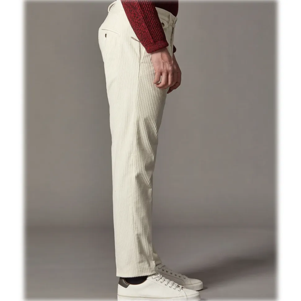 Cruna - Raval Trousers in Corduroy - 611 - Butter - Handmade in Italy - Luxury High Quality Pants - Avvenice