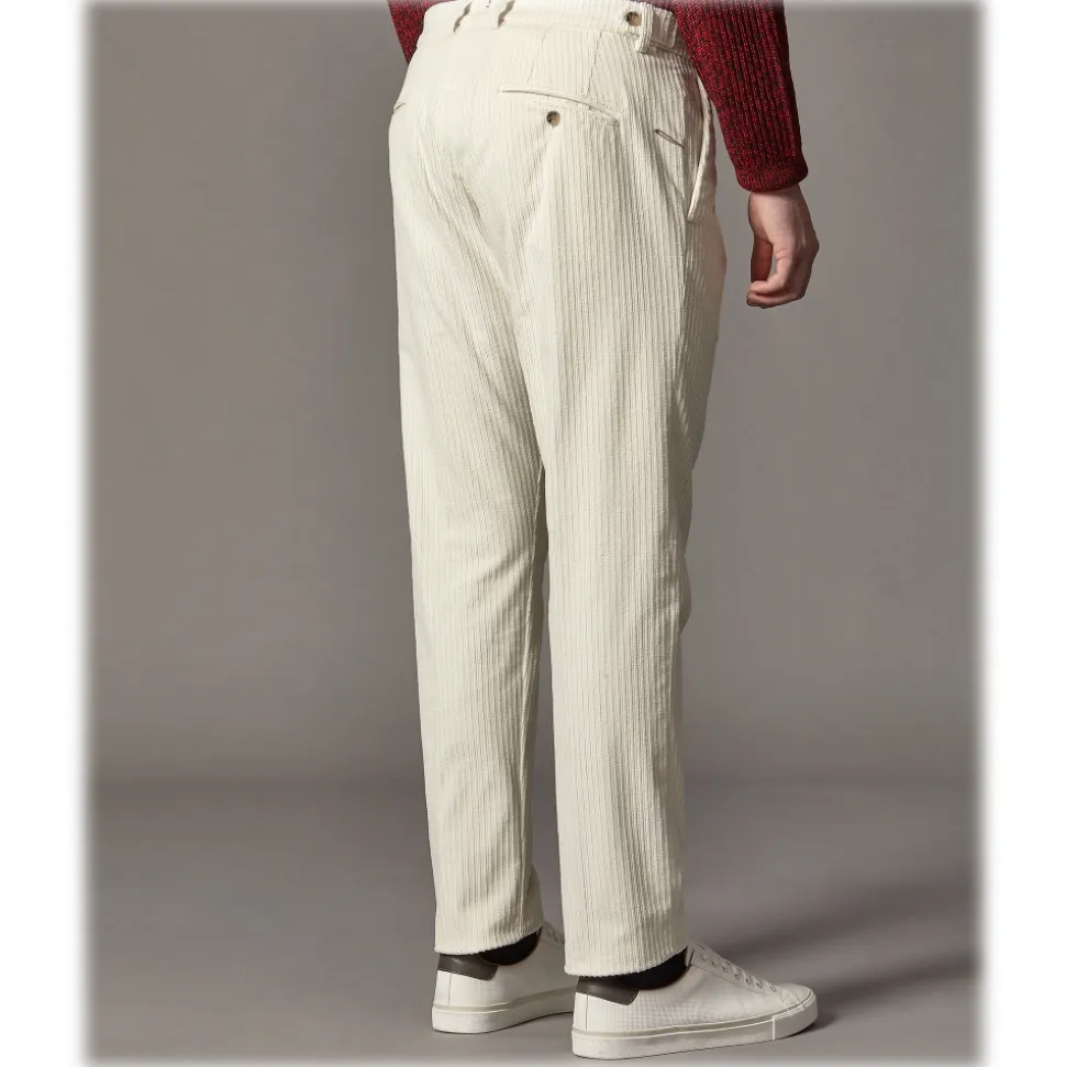Cruna - Raval Trousers in Corduroy - 611 - Butter - Handmade in Italy - Luxury High Quality Pants - Avvenice