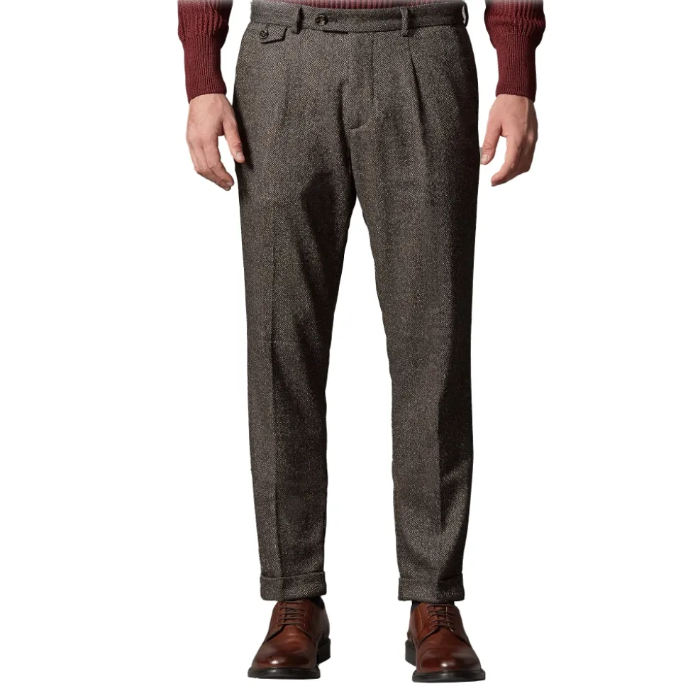 Cruna - Raval Trousers in Naps Wool - 635 - Coffee Brown - Handmade in Italy - Luxury High Quality Pants - Avvenice