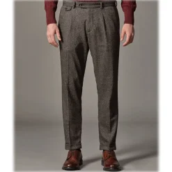 Cruna - Raval Trousers in Naps Wool - 635 - Coffee Brown - Handmade in Italy - Luxury High Quality Pants - Avvenice