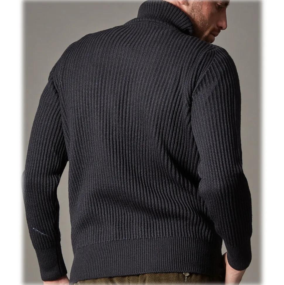 Cruna - Rollneck Sweater in Wool - 657 - Night Blue - Handmade in Italy - Luxury High Quality Sweater - Avvenice