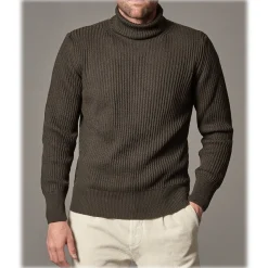 Cruna - Rollneck Sweater in Wool - 657 - Forest Green - Handmade in Italy - Luxury High Quality Sweater - Avvenice