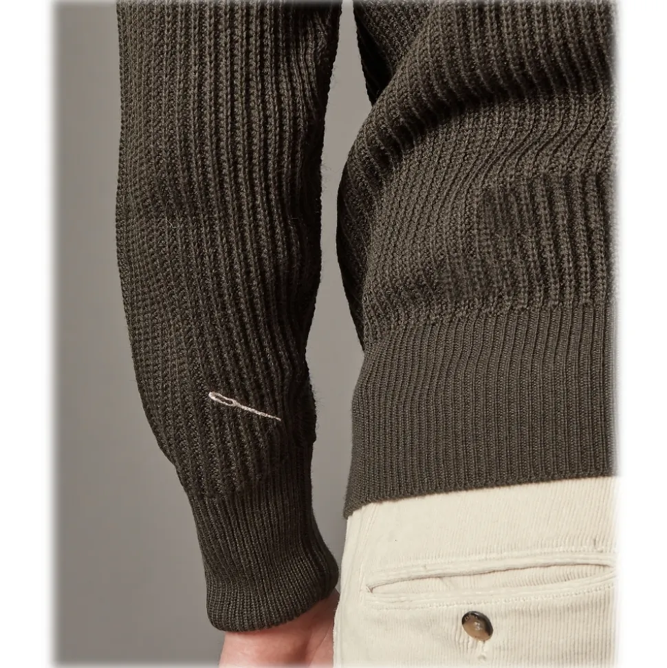 Cruna - Rollneck Sweater in Wool - 657 - Forest Green - Handmade in Italy - Luxury High Quality Sweater - Avvenice