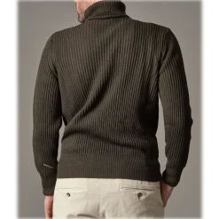 Cruna - Rollneck Sweater in Wool - 657 - Forest Green - Handmade in Italy - Luxury High Quality Sweater - Avvenice