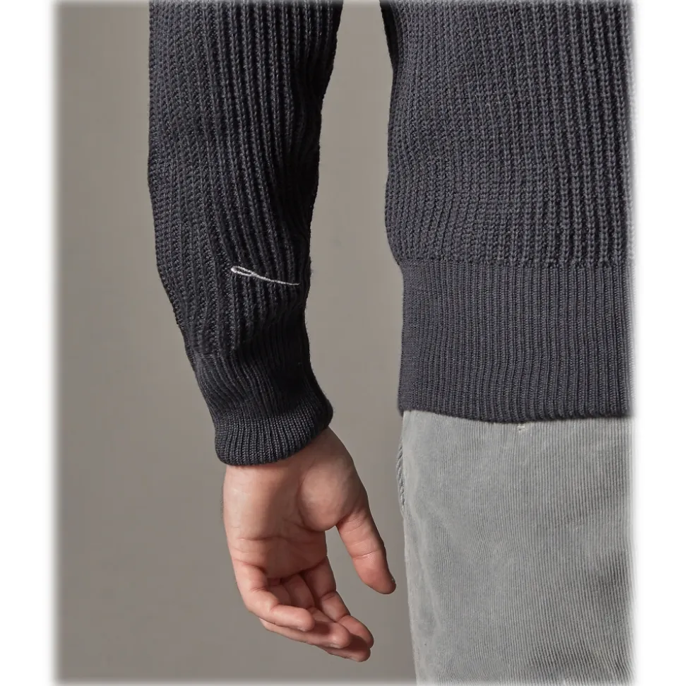 Cruna - Rollneck Sweater in Wool - 657 - Ardesia - Handmade in Italy - Luxury High Quality Sweater - Avvenice