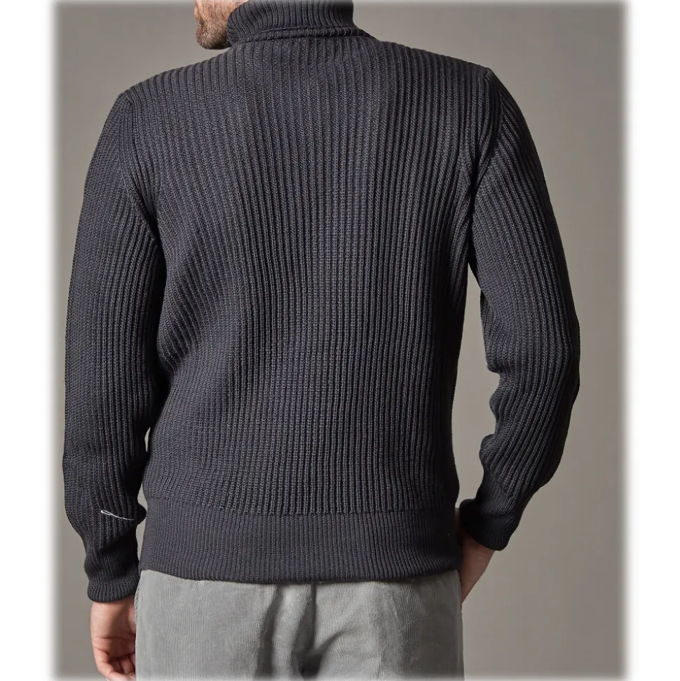 Cruna - Rollneck Sweater in Wool - 657 - Ardesia - Handmade in Italy - Luxury High Quality Sweater - Avvenice