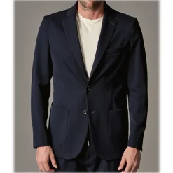 Cruna - Technical Wool Chelsea Jacket - 648 - Night Blue - Handmade in Italy - Luxury High Quality Jacket - Avvenice