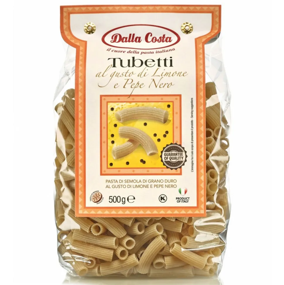 Dalla Costa - Lemon and Black Pepper Tubetti - Italian Artisan Pasta - Avvenice