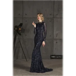 Danilo Forestieri - Long Mermaid Long Sleeve Dress - Haute Couture Made in Italy - Luxury Exclusive Collection - Avvenice