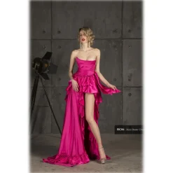 Danilo Forestieri - Maxi Asymmetrical Bustier Dress - Haute Couture Made in Italy - Luxury Exclusive Collection - Avvenice