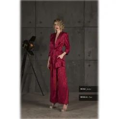 Danilo Forestieri - Palazzo Trousers in Animalier Jacquard - Haute Couture Made in Italy - Luxury Exclusive Collection - Avvenice