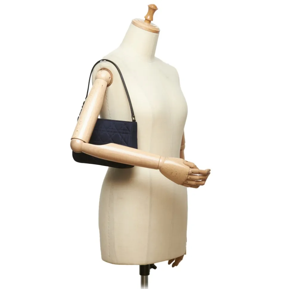 Dior Vintage - Cannage Nylon Baguette Bag - Blue - Leather and Canvas Handbag - Luxury High Quality - Avvenice