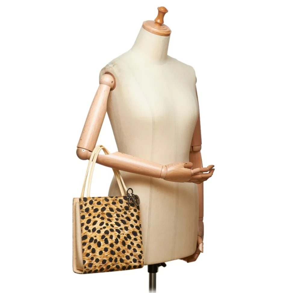 Dior Vintage - Canvas Tote Bag - Yellow Black - Leather Handbag - Luxury High Quality - Avvenice